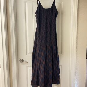 Torrid Navy and Brown Plaid Maxi Dress